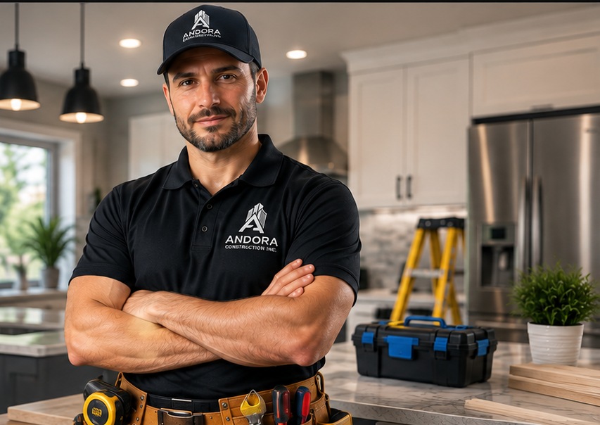 Illustrative contractor wearing Andora branded clothing